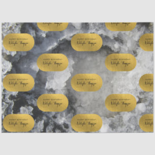 Black Gold Foil Sea Crystals Signature Script Tissue Paper