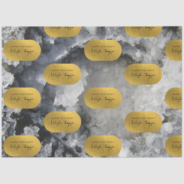 Black Gold Foil Sea Crystals Signature Script  Tissue Paper (Front)