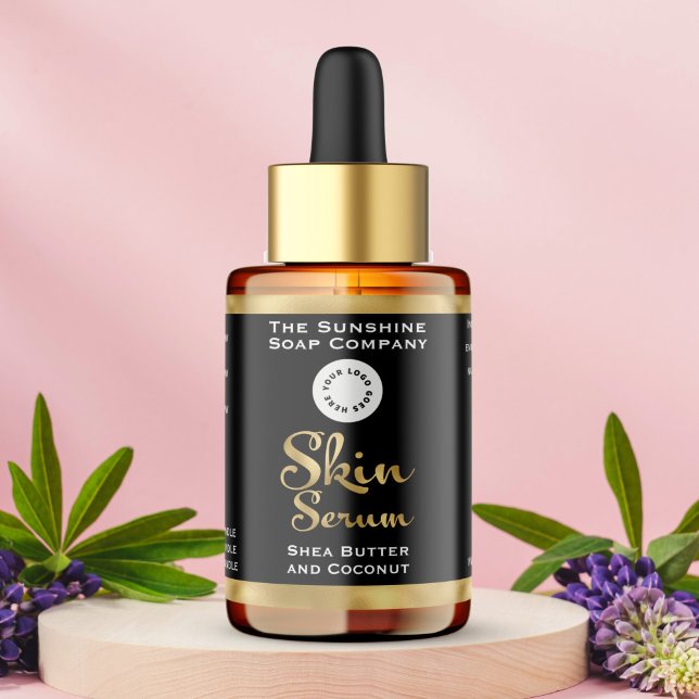 Black & Gold Foil Skin Serum Bottle Label logo (Creator Uploaded)