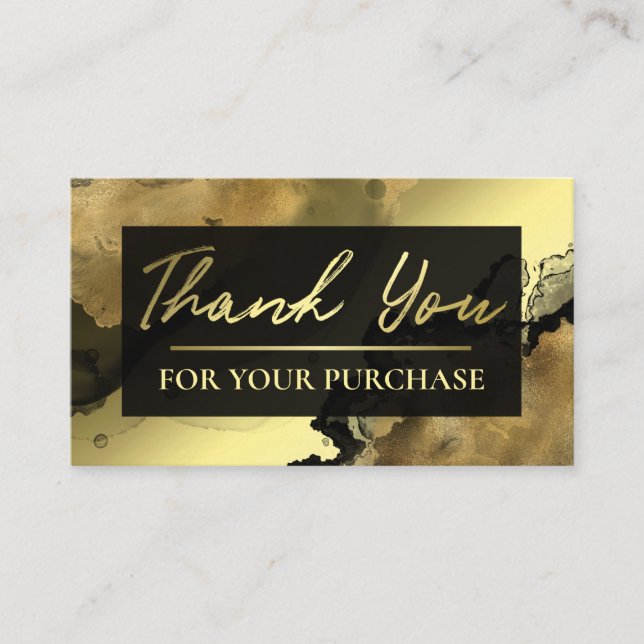 Black Gold Foil Styled Thank You For Your Purchase Business Card (Front)