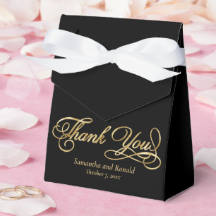 Black & Gold Foil Thank You Calligraphy Wedding Favour Box