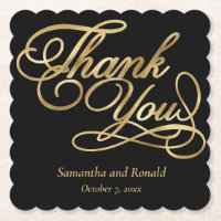 Black & Gold Foil Thank You Calligraphy Wedding