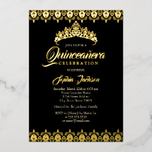 Black Gold foil Tiara Quinceanera