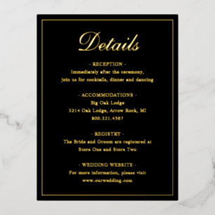 Black Gold Foil Traditional Wedding Enclosure Card