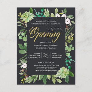 BLACK GOLD FOLIAGE FRAME GRAND OPENING CEREMONY POSTCARD