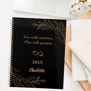 Black gold foliage quote 2026 planner