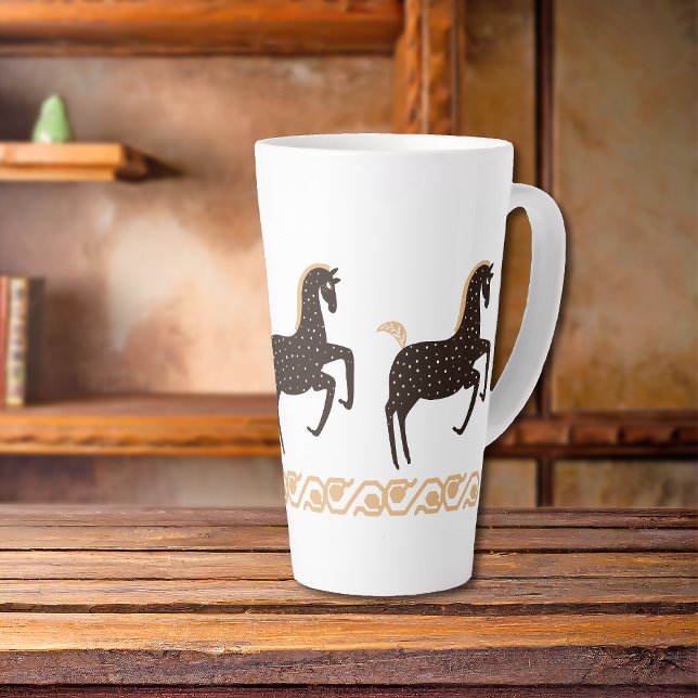 Black Gold Folk Art Spotted Horse Latte Mug (Creator Uploaded)