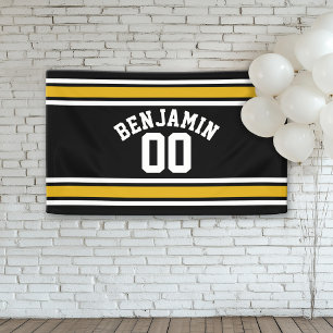 Black Gold Football Jersey Custom Name Number Banner