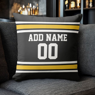 Black Gold Football Jersey Custom Name Number Cushion