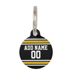Black Gold Football Jersey Custom Name Number Pet Tag