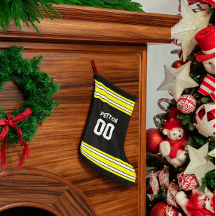 Black & Gold Football Team Personalised Small Christmas Stocking