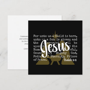 Black Gold FOR UNTO US JESUS Christmas Holiday Card