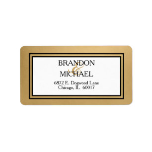 Black Gold Formal Wedding Return Address Label