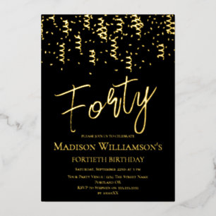 Black & Gold Forty Minimal 40th Birthday Party F
