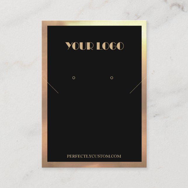 Black Gold Frame Modern necklace earrings  Business Card (Front)