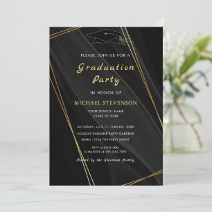 Black Gold Framed Graduation Invitation