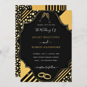 Black Gold Framed Wedding Invitation Template