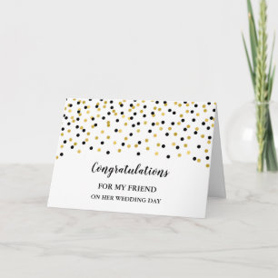Black Gold Friend Wedding Day Congratulations Card