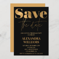 Black Gold Friendsmas invitations Save the date