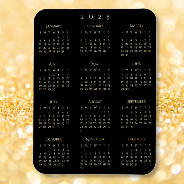 Black Gold Full Year 2025 Calendar Fridge Kitchen Magnet (Black Gold Full Year 2025 Calendar Fridge Kitchen Magnet)