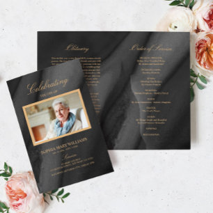 Black & Gold Funeral Program Order of Service