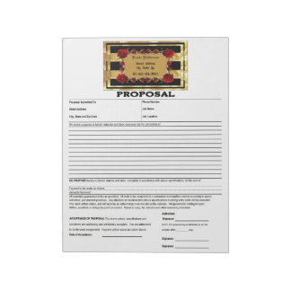 Black Gold Gem Roses Proposal Notepad