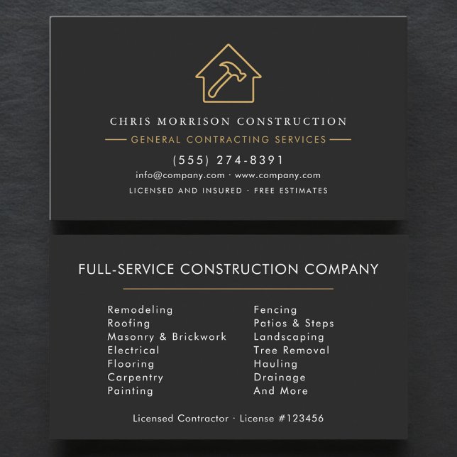 Black Gold General Contractor Business Card (Creator Uploaded)