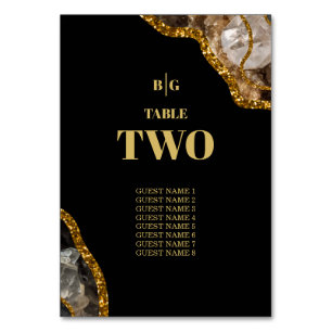 Black & Gold Geode Glitter Wedding Table Number