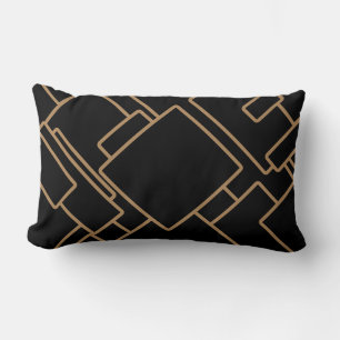 Black & Gold Geometric Abstract Shapes Pattern Lumbar Cushion