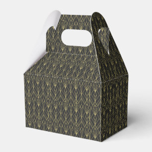Black gold geometric art deco vintage pattern favour box
