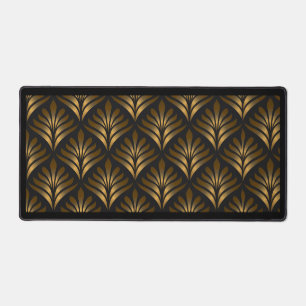Black & Gold Geometric Design Desk Mat