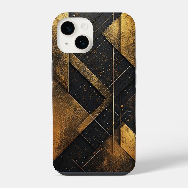 Black Gold Geometric Design iPhone Case (Back)