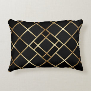 ✨ Black Gold Geometric Diamond Luxury Style ✨ Decorative Cushion