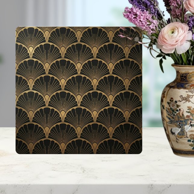 Black Gold Geometric Fan Art Deco Tile (Creator Uploaded)