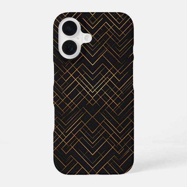 Black Gold Geometric iPhone 16 Case (Back)