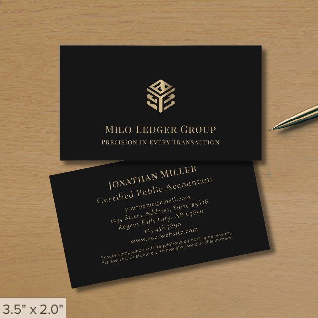 Black Gold Geometric Logo Business Card (Creator Uploaded)