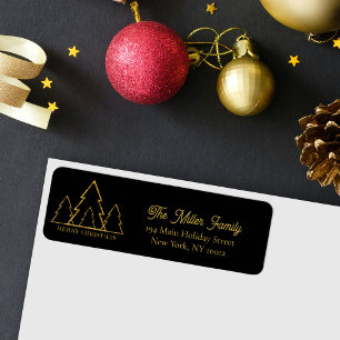 Black Gold Geometric Pine Tree Modern Christmas