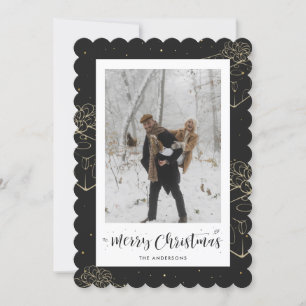 Black Gold Gift Photo Christmas Card