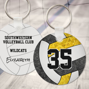 black gold girls volleyball keychain w team name