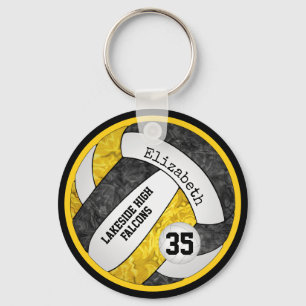 black gold girls volleyball keychain w team name