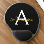 Black Gold Girly Script Monogram Name Modern Gel Mouse Mat<br><div class="desc">Gold and Black Monogram Add Your Own Name Mousepad (Mouse Pad). This makes the perfect sweet 16 birthday,  wedding,  bridal shower,  anniversary,  baby shower or bachelorette party gift for someone that loves glam luxury and chic styles.</div>