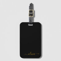Black Gold Girly Script Monogram Name Modern