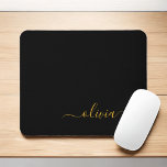 Black Gold Girly Script Monogram Name Modern Mouse Mat<br><div class="desc">Gold and Black Monogram Add Your Own Name Mousepad (Mouse Pad). This makes the perfect sweet 16 birthday,  wedding,  bridal shower,  anniversary,  baby shower or bachelorette party gift for someone that loves glam luxury and chic styles.</div>