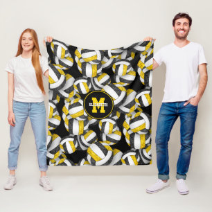black gold girly volleyball team colors fleece blanket