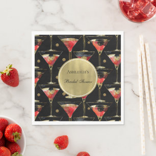 Black Gold Glam Drinks Bridal Shower Napkin