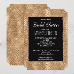 Black Gold Glam Glitter Snake Skin Invitation