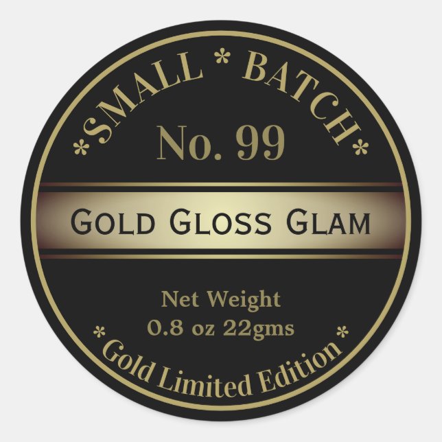 Black Gold Glam Gloss Lip Balm Beauty Product Classic Round Sticker (Front)