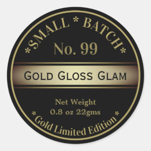 Black Gold Glam Gloss Lip Balm Beauty Product Classic Round Sticker