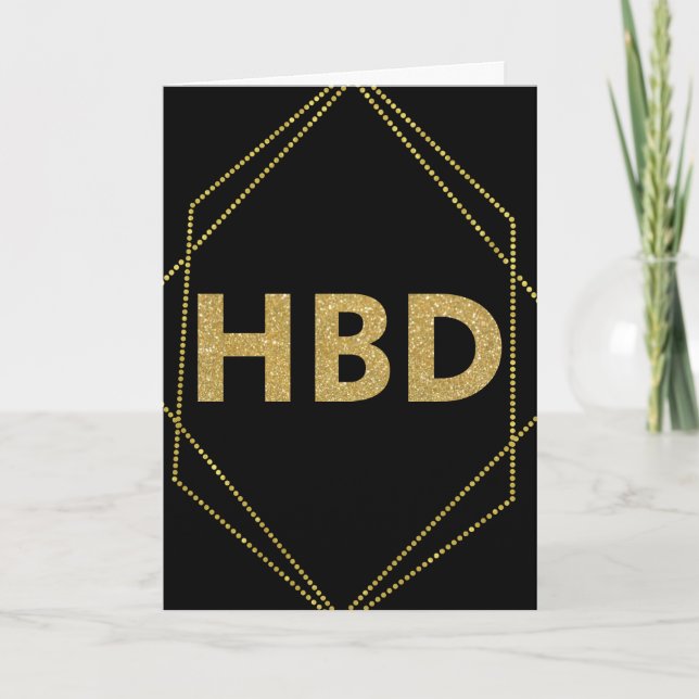 Black Gold Gliitter HBD Birthday for BFF Geometric Card (Front)