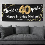 Black Gold Glitter 40th Birthday Banner<br><div class="desc">Elegant fortieth birthday party banner featuring a stylish black background that can be changed to any colour,  gold sparkly glitter,  forty gold hellium balloons,  and a modern 40th birthday celebration text template that is easy to personalise.</div>